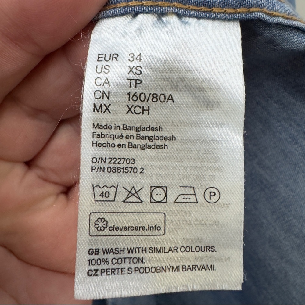 H&M L.O.G.G. Western Denim Shirt Womens XS - Picture 7 of 8